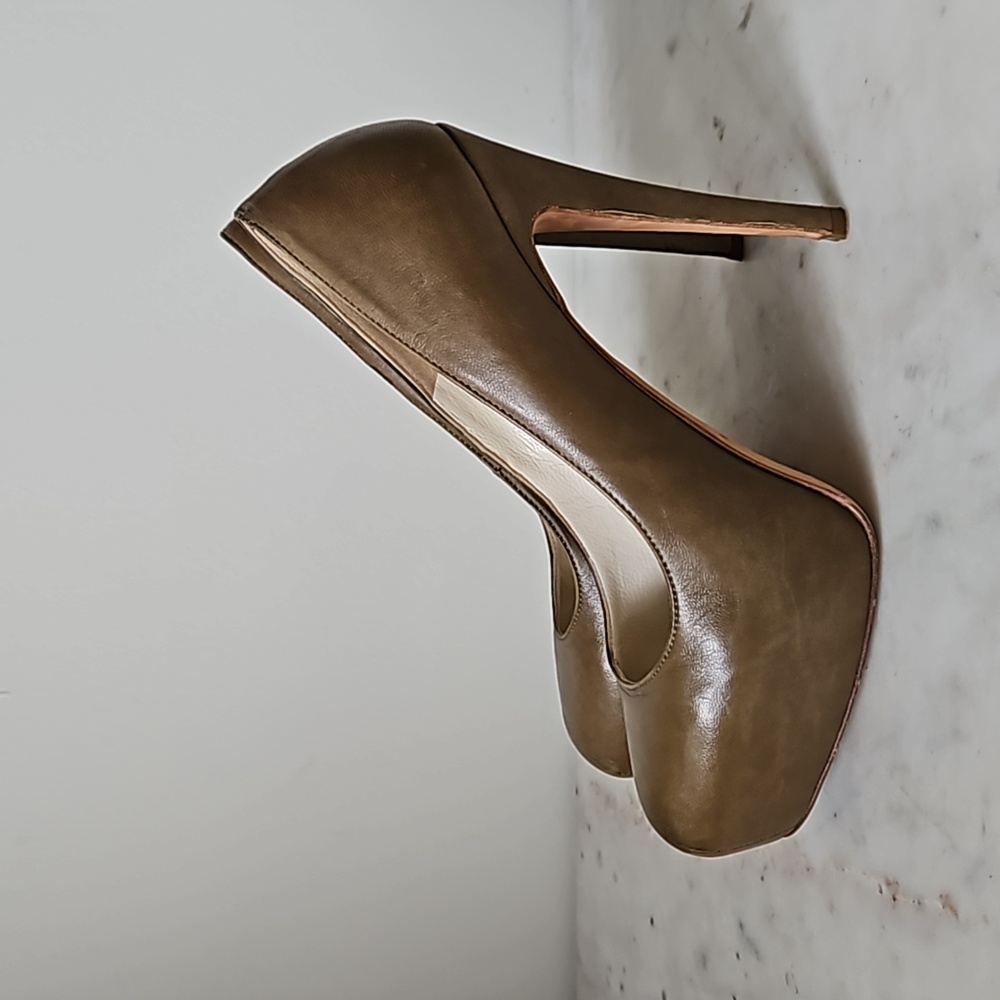 BRIAN ATWOOD: moss green leather platform heels